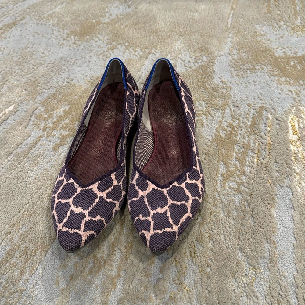 ROTHY’S Indigo purple Giraffe The Point Flats Size 10.5 limited edition retired